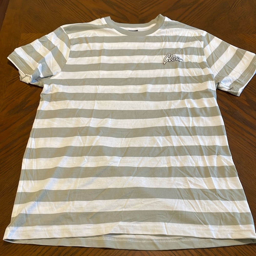 CLSC Streetwear Branded Retro Gray and White Stripe T-Shirt
